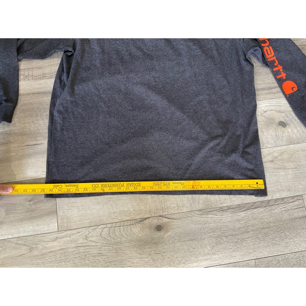Carhartt Mens 2XL Loose Fit Long Sleeve Graphic Logo T-Shirt Charcoal Gray - Picture 3 of 7
